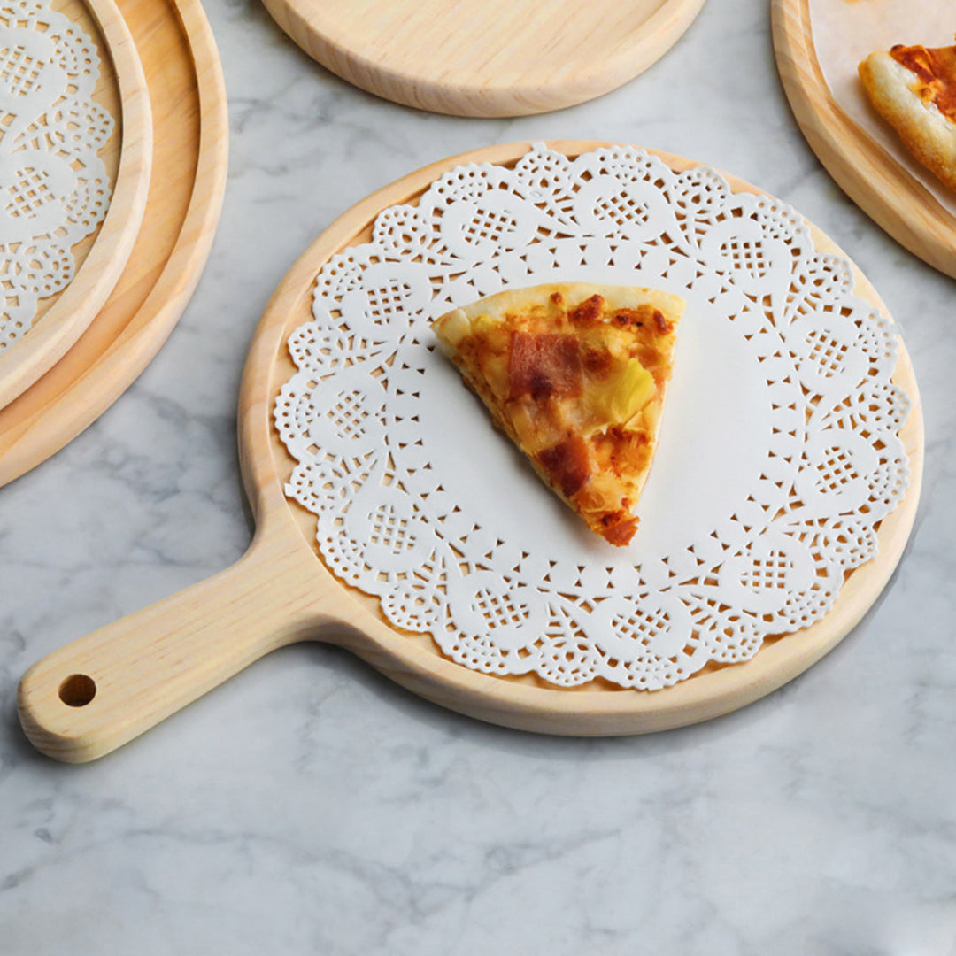 SOGA 2X 9 inch Round Premium Wooden Pine Food Serving Tray Charcuterie Board Paddle Home Decor - Cafe Supply