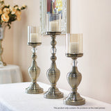 SOGA 49.5cm Glass Candlestick Candle Holder Stand Pillar Glass/Iron Metal - Cafe Supply