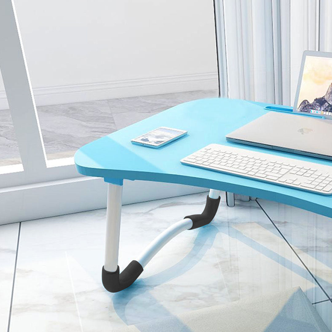 SOGA Blue Portable Bed Table Adjustable Foldable Bed Sofa Study Table Laptop Mini Desk with Notebook Stand Card Slot Holder Home Decor - Cafe Supply