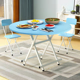 SOGA 2X  Blue Dining Table Portable Round Surface Space Saving Folding Desk Home Decor - Cafe Supply