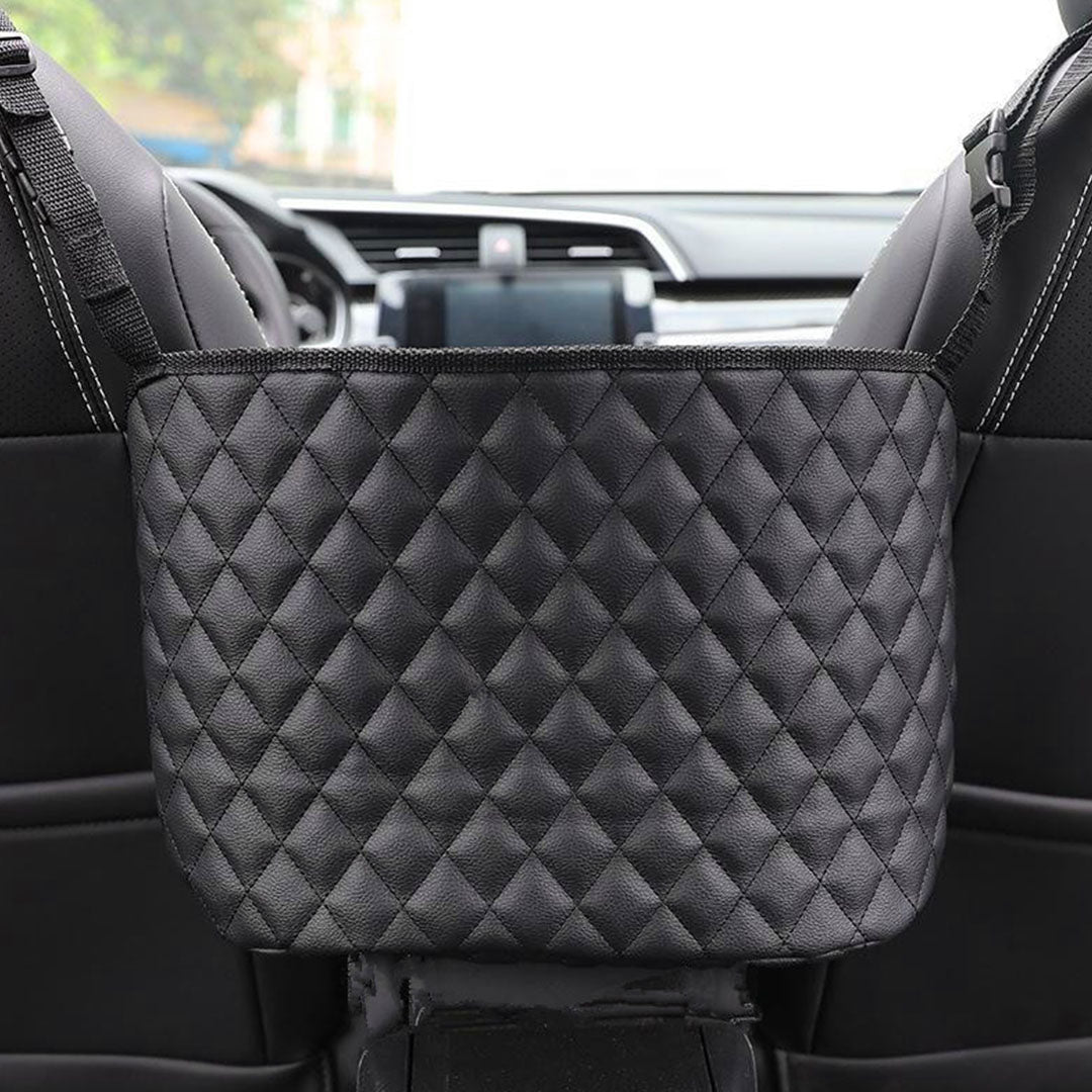 SOGA 2X Black Leather Car Storage Portable Hanging Organizer Backseat Multi-Purpose Interior Accessories Bag - Cafe Supply