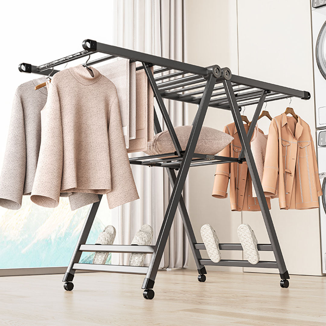 SOGA 1.6m Portable Wing Shape Clothes Drying Rack Foldable Space-Saving Laundry Holder - Cafe Supply