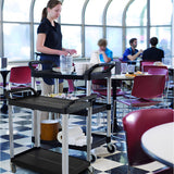 SOGA 2 Tier Food Trolley Portable Kitchen Cart Multifunctional Big Utility Service with wheels 845x430x940mm Black - Cafe Supply