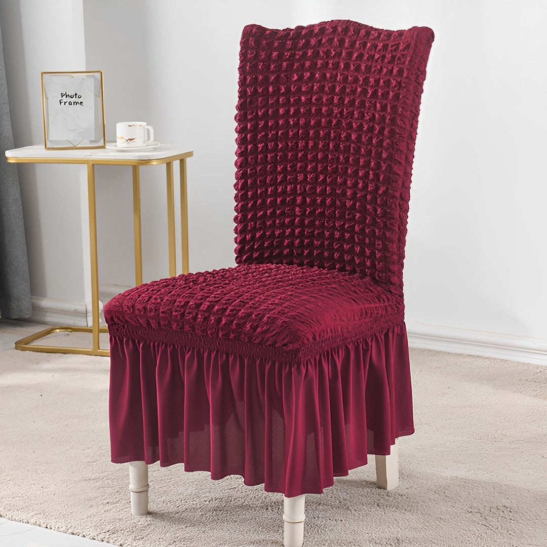 SOGA Burgundy Chair Cover Seat Protector with Ruffle Skirt Stretch Slipcover Wedding Party Home Decor - Cafe Supply