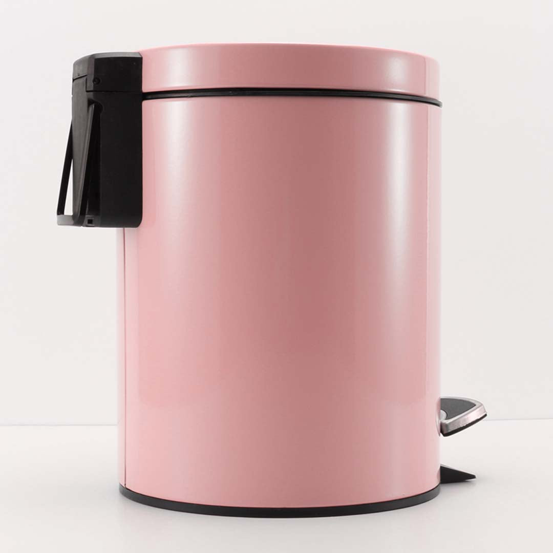 SOGA Foot Pedal Stainless Steel Rubbish Recycling Garbage Waste Trash Bin Round 12L Pink - Cafe Supply