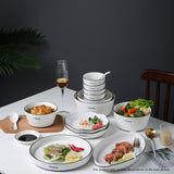 SOGA Diamond Pattern Ceramic Dinnerware Set Crockery Soup Bowl Plate Server Kitchen Home Decor Set of 4 - Cafe Supply