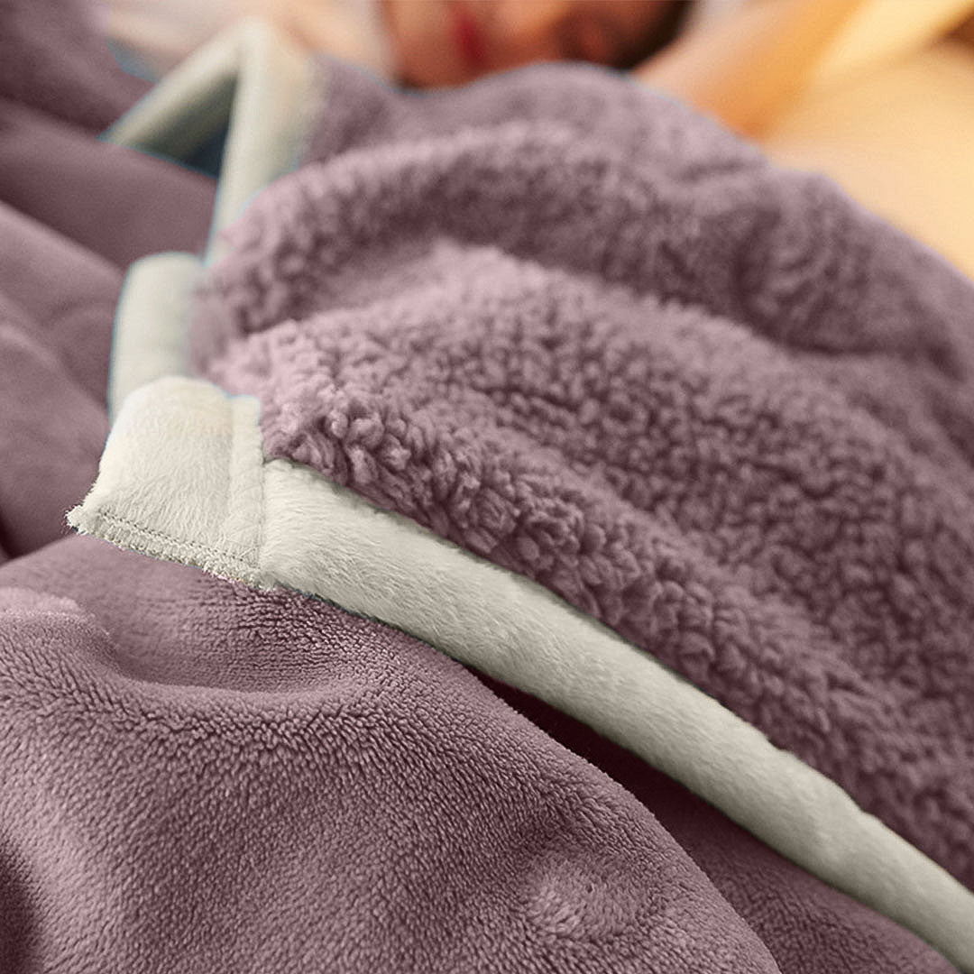 SOGA 2X Light Purple Throw Blanket Warm Cozy Double Sided Thick Flannel Coverlet Fleece Bed Sofa Comforter - Cafe Supply