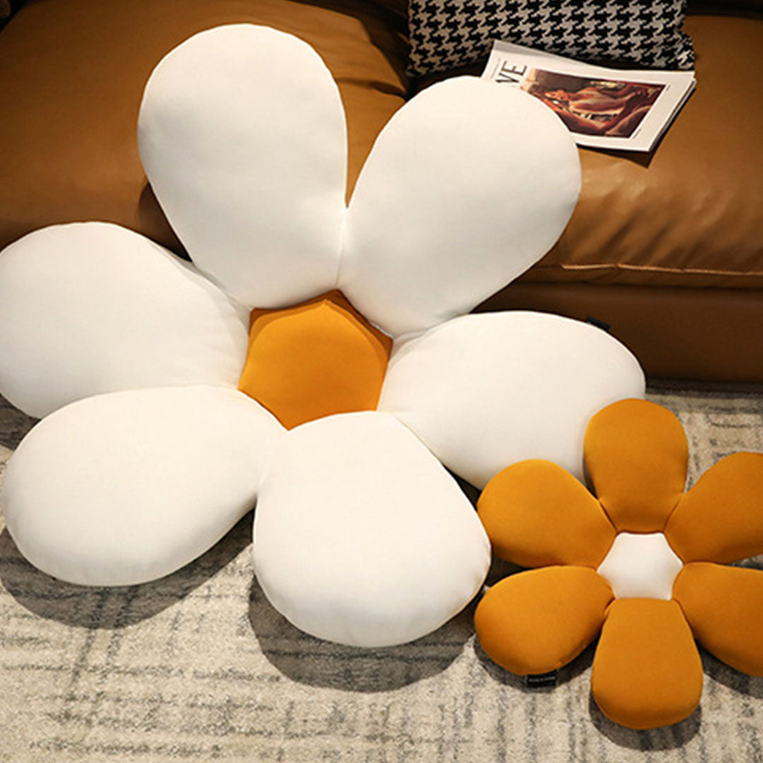 SOGA 2X White Daisy Flower Shape Cushion Soft Leaning Bedside Pad Floor Plush Pillow Home Decor - Cafe Supply