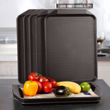 SOGA Rectangular Serving Tray Heavy Duty Waterproof Stackable Plastic Food Snack Pan Set of 10 Coffee - Cafe Supply
