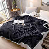 SOGA 2X Black Throw Blanket Warm Cozy Double Sided Thick Flannel Coverlet Fleece Bed Sofa Comforter - Cafe Supply