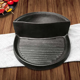 SOGA 2X 2 in 1 Cast Iron Ribbed Fry Pan Skillet Griddle BBQ and Steamboat Hot Pot - Cafe Supply