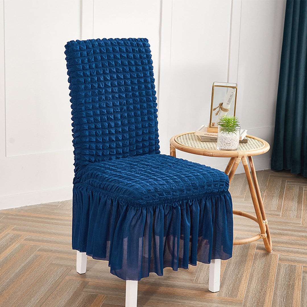 SOGA 2X Blue Chair Cover Seat Protector with Ruffle Skirt Stretch Slipcover Wedding Party Home Decor - Cafe Supply