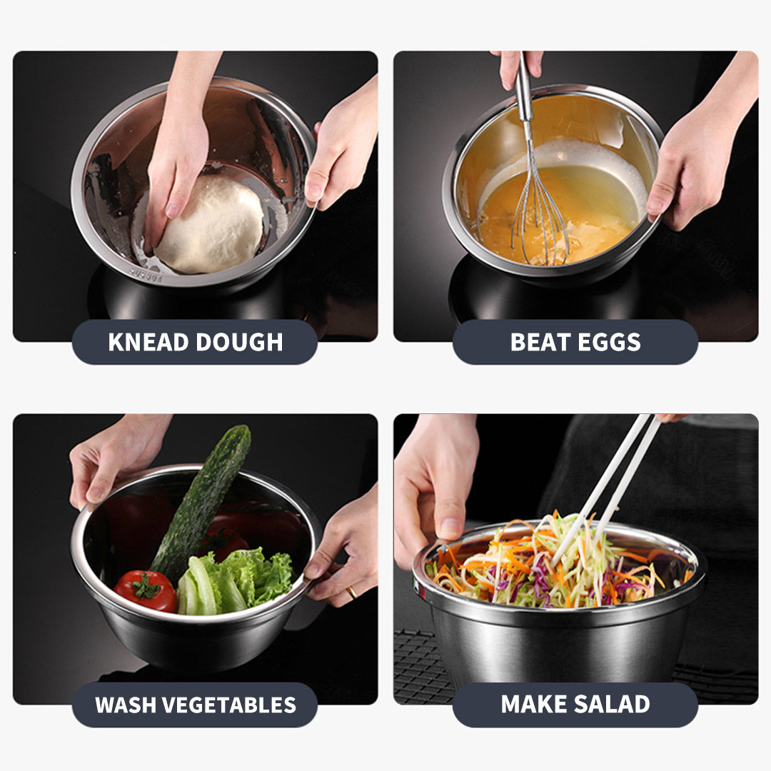 SOGA 2X 5Pcs Deepen Matte Stainless Steel Stackable Baking Washing Mixing Bowls Set Food Storage Basin - Cafe Supply
