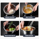 SOGA 2X 5Pcs Deepen Matte Stainless Steel Stackable Baking Washing Mixing Bowls Set Food Storage Basin - Cafe Supply
