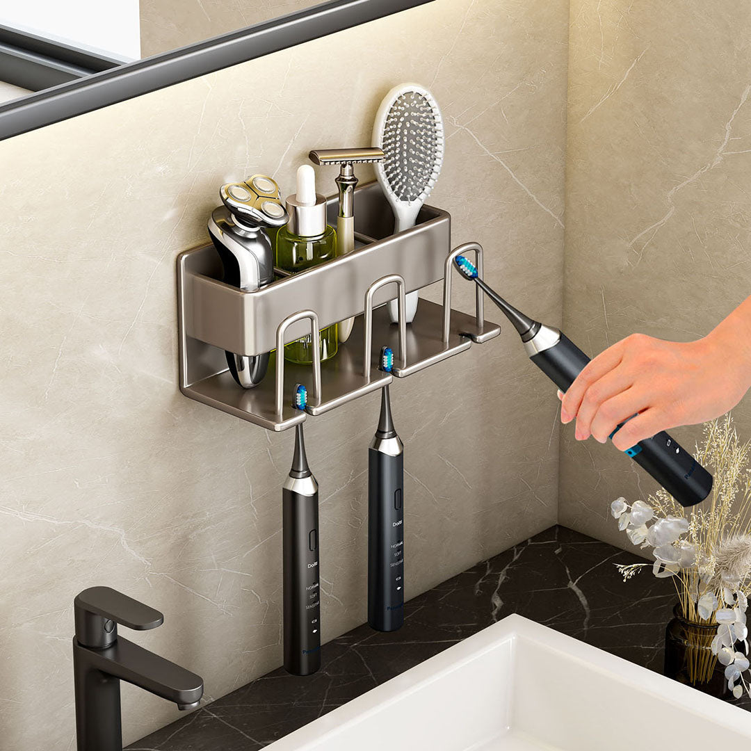 SOGA 21cm Wall-Mounted Bathroom Storage Organiser Space Saving Adhesive Shelf Rack