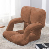 SOGA Foldable Lounge Cushion Adjustable Floor Lazy Recliner Chair with Armrest Coffee - Cafe Supply