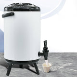 SOGA 2X 10L Stainless Steel Insulated Milk Tea Barrel Hot and Cold Beverage Dispenser Container with Faucet White - Cafe Supply