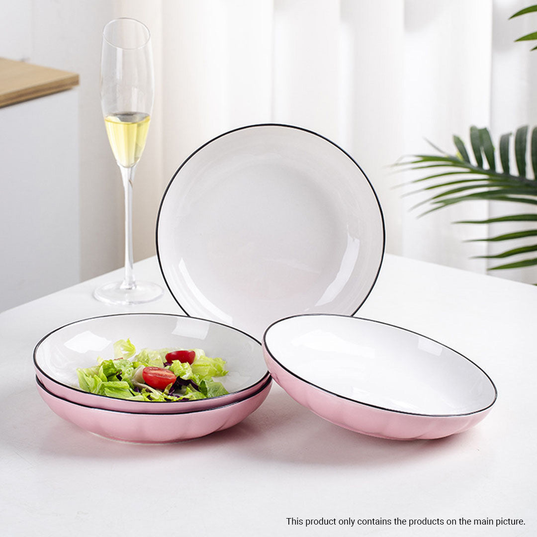 SOGA Pink Japanese Style Ceramic Dinnerware Crockery Soup Bowl Plate Server Kitchen Home Decor Set of 10 - Cafe Supply