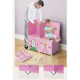 SOGA 10 Cubes DIY Castle Print Portable Wardrobe Divide-Grid Modular Storage Organiser Foldable Closet - Cafe Supply