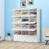 SOGA 9 Tier 3 Column White Shoe Rack Organizer Sneaker Footwear Storage Stackable Stand Cabinet Portable Wardrobe with Cover - Cafe Supply