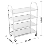 SOGA 4 Tier Stainless Steel Kitchen Dinning Food Cart Trolley Utility Size Square Medium - Cafe Supply