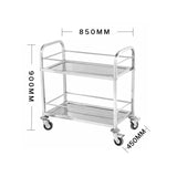 SOGA 2X 2 Tier 85x45x90cm Stainless Steel Drink Wine Food Utility Cart Medium - Cafe Supply