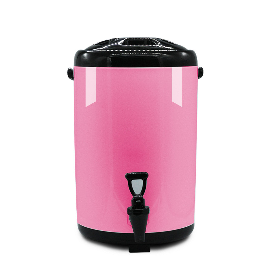 SOGA 4X 8L Stainless Steel Insulated Milk Tea Barrel Hot and Cold Beverage Dispenser Container with Faucet Pink - Cafe Supply
