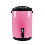 SOGA 4X 8L Stainless Steel Insulated Milk Tea Barrel Hot and Cold Beverage Dispenser Container with Faucet Pink - Cafe Supply