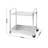SOGA 2X 2 Tier 95x50x95cm Stainless Steel Kitchen Dining Food Cart Trolley Utility Large - Cafe Supply