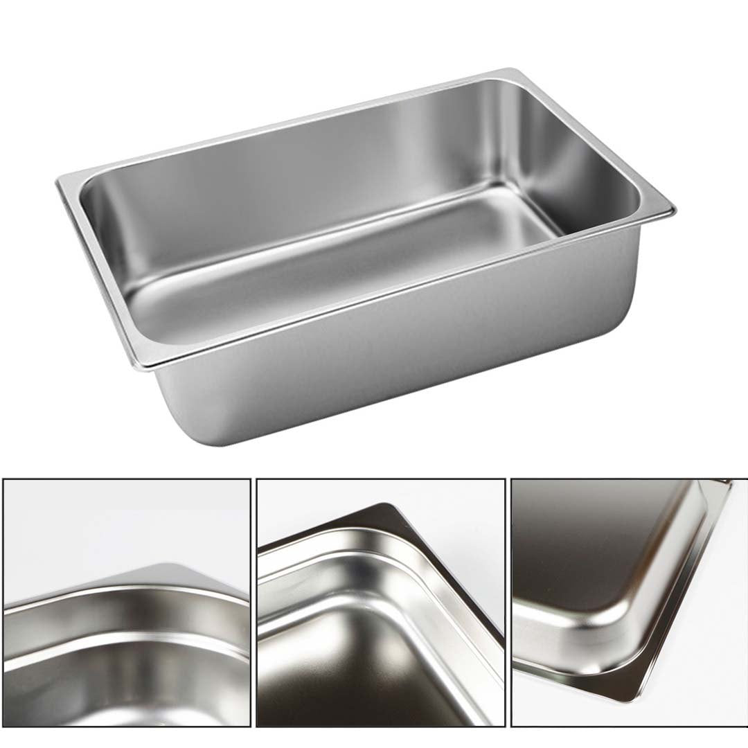 SOGA 2X Gastronorm GN Pan Full Size 1/1 GN Pan 20cm Deep Stainless Steel Tray With Lid - Cafe Supply