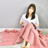 SOGA 2X Pink Tassel Fringe Knitting Blanket Warm Cozy Woven Cover Couch Bed Sofa Home Decor - Cafe Supply