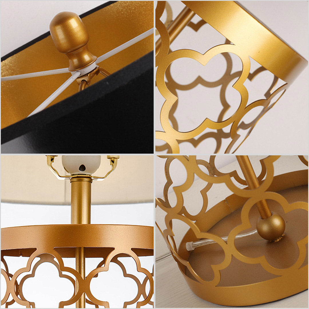 SOGA 2X Golden Hollowed Out Base Table Lamp with Dark Shade - Cafe Supply
