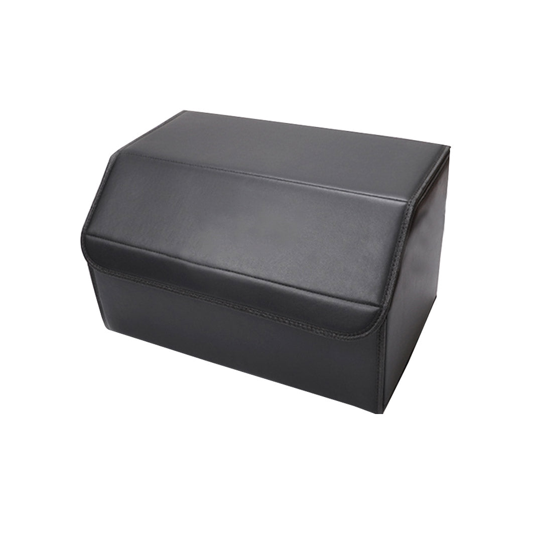SOGA 2X Leather Car Boot Collapsible Foldable Trunk Cargo Organizer Portable Storage Box Black Medium - Cafe Supply