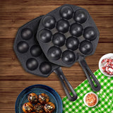 SOGA 18CM Cast Iron Takoyaki Fry Pan Octopus Balls Maker 12 Hole Cavities Grill Mold - Cafe Supply