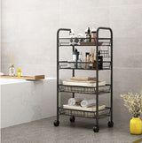 SOGA 2X 4 Tier Steel Black Bee Mesh Kitchen Cart Multi-Functional Shelves Portable Storage Organizer with Wheels - Cafe Supply