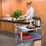 SOGA 2X 3 Tier Food Trolley Portable Kitchen Cart Multifunctional Big Utility Service with wheels 830x420x950mm Gray - Cafe Supply
