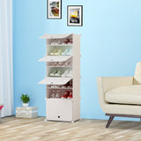 SOGA 7 Tier White Shoe Rack Organizer Sneaker Footwear Storage Stackable Stand Cabinet Portable Wardrobe with Cover - Cafe Supply