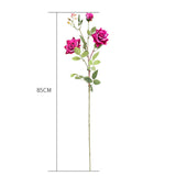 SOGA 67cm Blue Glass Tall Floor Vase and 12pcs Dark Pink Artificial Fake Flower Set - Cafe Supply