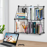SOGA 2X Black Portable 4-Cube 2 Column Storage Organiser Foldable DIY Modular Grid Space Saving Shelf - Cafe Supply