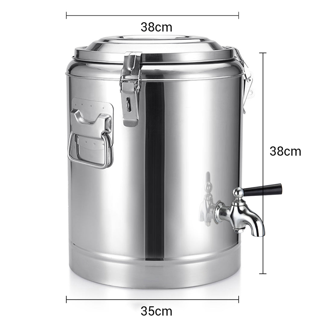 SOGA 22L Stainless Steel Insulated Stock Pot Dispenser Hot & Cold Beverage Container With Tap - Cafe Supply