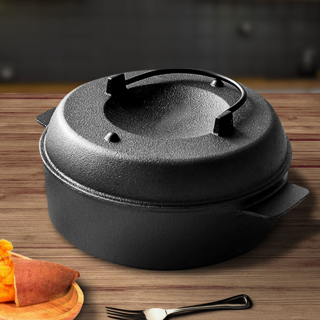 SOGA 2X 28cm Cast Iron Dutch Oven Pre-Seasoned Camping Stew Pot with Lid - Cafe Supply
