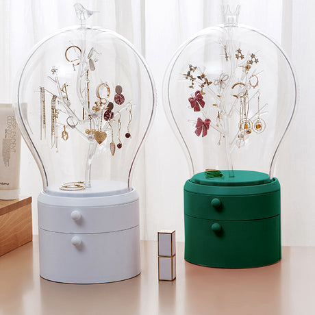 SOGA 2X Green 360 Degree Rotating LED Light 2 Layered Jewelry Storage Box Waterproof Dustproof Accessories Organiser - Cafe Supply