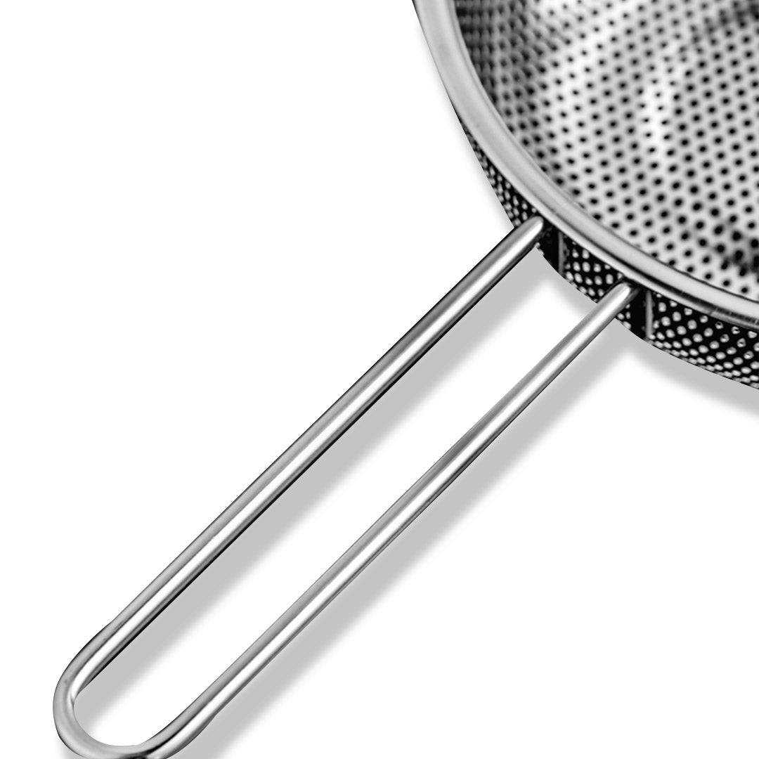 SOGA Stainless Steel Perforated Colander Fine Mesh Net Food Strainer Basket with Handle Skimmer Sieve Set - Cafe Supply