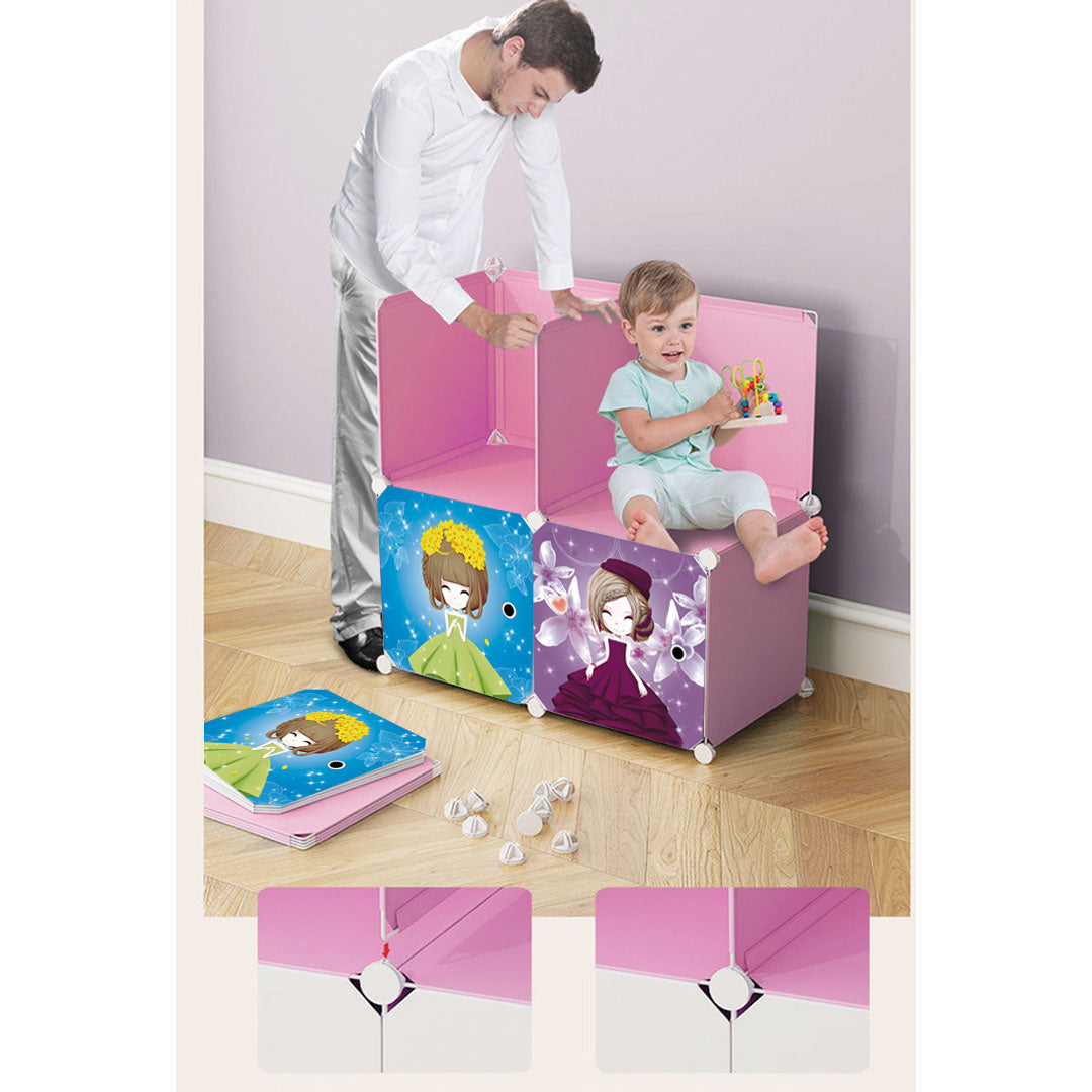 SOGA 10 Cubes DIY Princess Design Portable Wardrobe Divide-Grid Modular Storage Organiser Foldable Closet - Cafe Supply