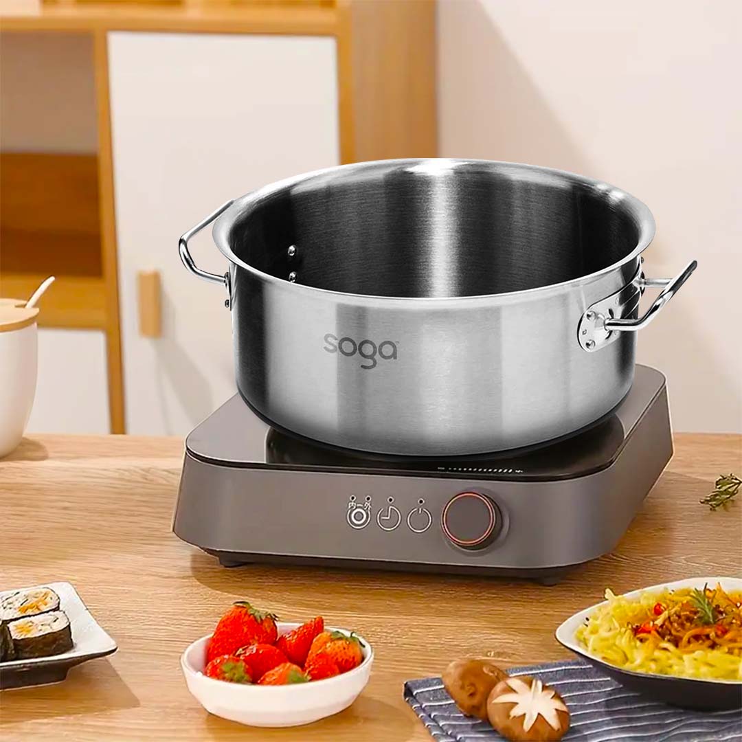 SOGA Stock Pot 44L Top Grade Thick Stainless Steel Stockpot 18/10 Without Lid - Cafe Supply
