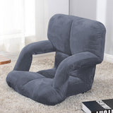 SOGA Foldable Lounge Cushion Adjustable Floor Lazy Recliner Chair with Armrest Grey - Cafe Supply