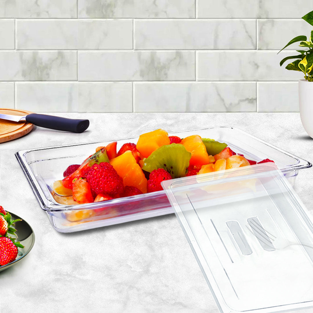SOGA 65mm Clear Gastronorm GN Pan 1/1 Food Tray Storage Bundle of 4 with Lid - Cafe Supply