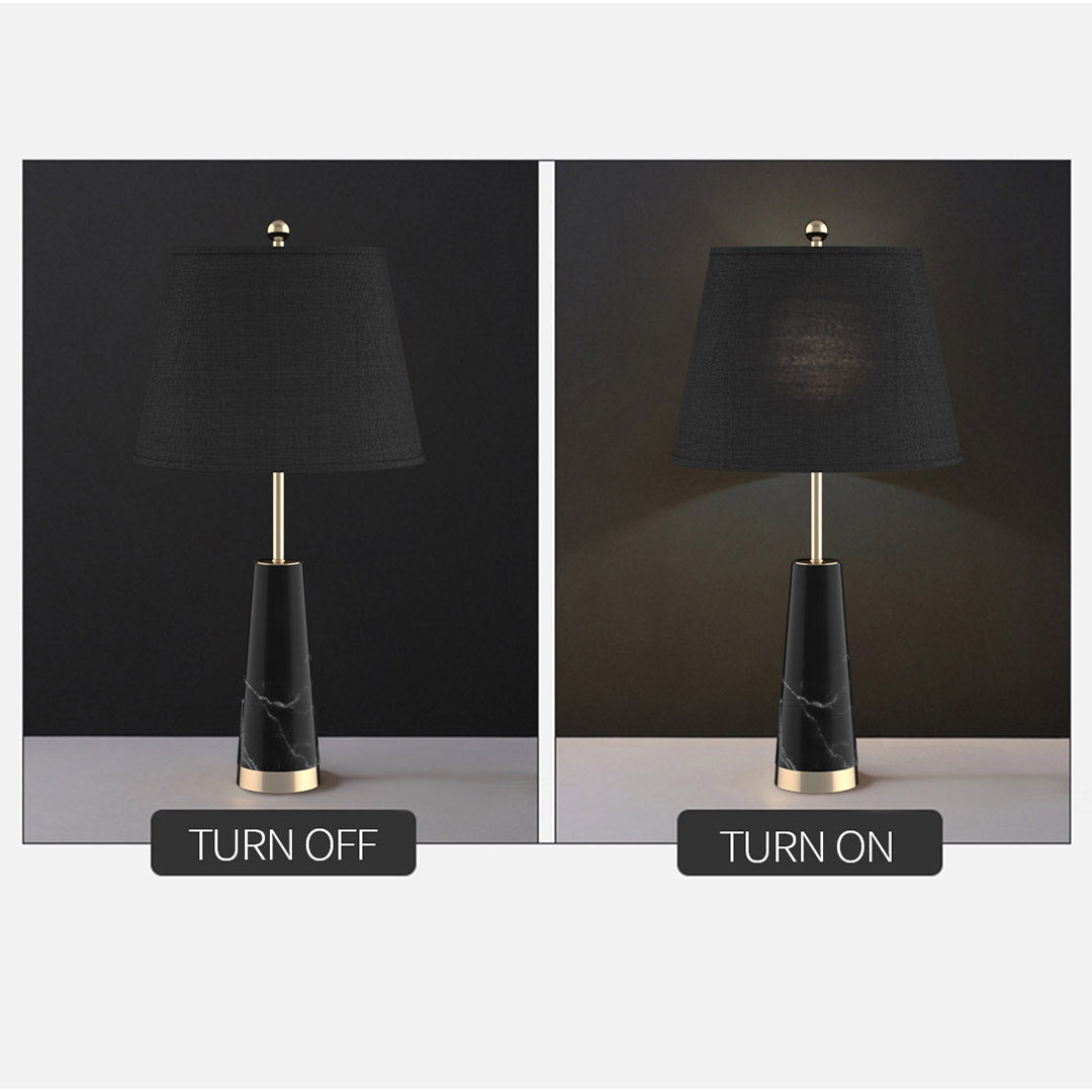 SOGA 2X 68cm Black Marble Bedside Desk Table Lamp Living Room Shade with Cone Shape Base - Cafe Supply