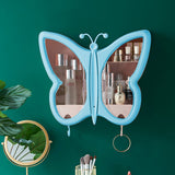 SOGA 2X Blue Butterfly Shape Wall-Mounted Makeup Organiser Dustproof Waterproof Bathroom Storage Box Home Decor - Cafe Supply