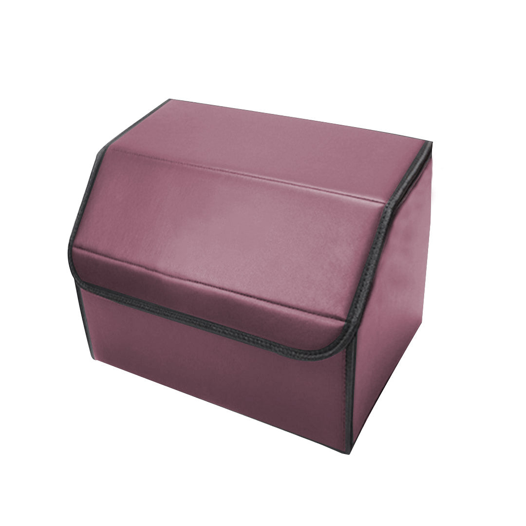 SOGA 2X  Leather Car Boot Collapsible Foldable Trunk Cargo Organizer Portable Storage Box Red Small - Cafe Supply